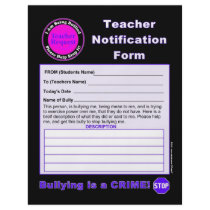 Teacher Notification Form For Bullying Custom Flyer
