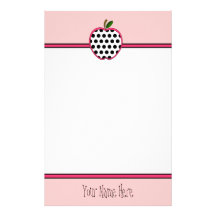 Teacher Stationery - Polka Dot Apple