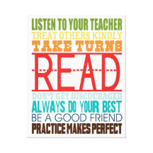 Teacher subway art stretched canvas print