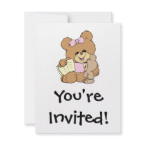 teacher teaching baby teddy bear design personalized invitation