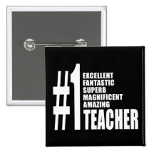 Teachers Birthdays Gifts : Number One Teacher Pinback Buttons