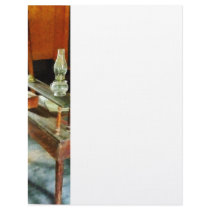 Teacher's Desk with Hurricane Lamp Letterhead Design