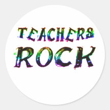TEACHERS ROCK WITH COLOR ROUND STICKER
