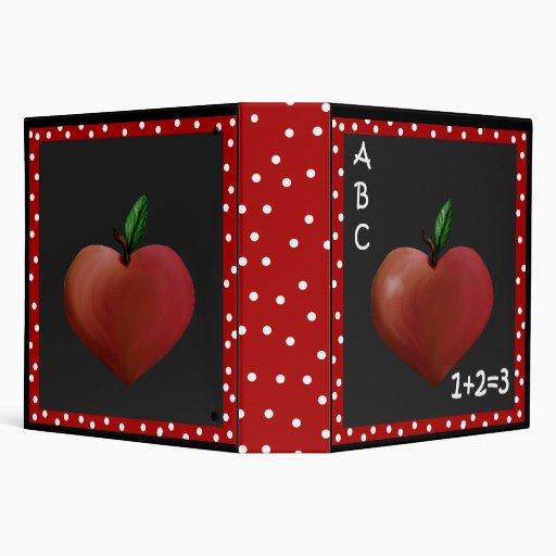 Teacher's Whimsical Heart Apple Binder