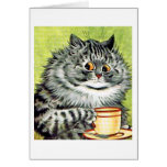 Teacup Cat Note Card by Louis Wain