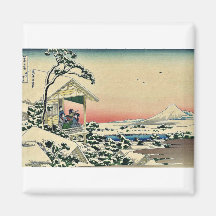 Teahouse,after a snowfall by Katsushika,Hokusai Magnets