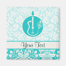 Teal Acoustic Guitars Fridge Magnet