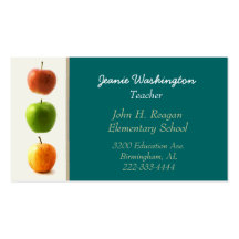 Teal and Apples Teacher's Business Card