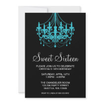 Teal and Black Chandelier Sweet Sixteen Birthday