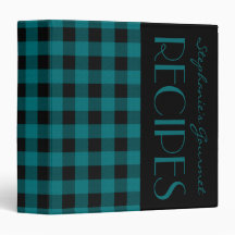 Teal and Black Plaid Recipe Binder