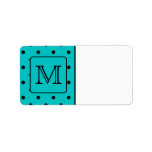 Teal and Black Polka Dot Pattern. Custom Monogram. Custom Address Labels