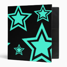 Teal And Black Stars 1" Binder