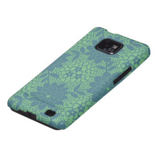 teal and blue floral lattice damask samsung galaxy s covers
