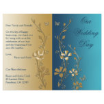 Teal and Gold Floral Wedding Program