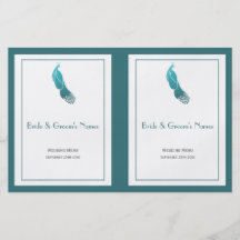 Teal and Oracle Green Blue Art Deco Peacock Menu Full Colour Flyer