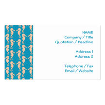 Teal and Peach Colour Seahorse Pattern. Business Cards