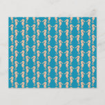 Teal and Peach Colour Seahorse Pattern. Custom Flyer