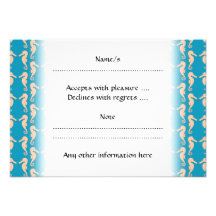 Teal and Peach Colour Seahorse Pattern. Invitations