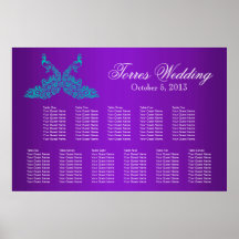 Teal and Purple Peacock Seating Chart Poster