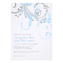 Teal and Silver Double Floral Wedding Invitation