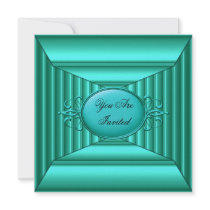 Teal and Teal Art Deco Invitation
