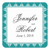Teal and White Filigree Border Envelope Seal