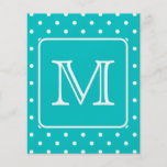 Teal and White Polka Dot Pattern. Custom Monogram. Full Color Flyer