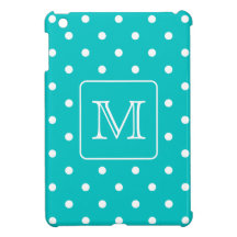 Teal and White Polka Dot Pattern. iPad Mini Case