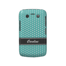 Teal and white polka dots BlackBerry Bold case