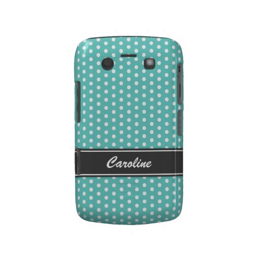 Teal and white polka dots BlackBerry Bold case