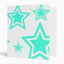 Teal And White Stars 1" Binder