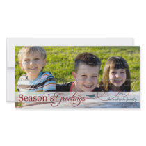 Teal Bird on Swirl Holiday Photo Card