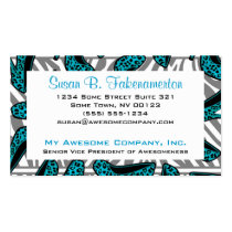 Teal & Black Animal Print High Heel Shoes business cards