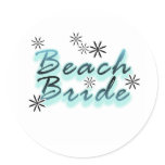 Teal/Black Beach Bride Round Sticker