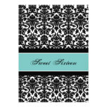 Teal Black Damask 16th Birthday Party Invitations