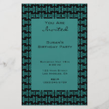 Teal Black Pattern Party Flyer Design