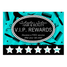 Teal & Black Salon Loyalty Business Cards