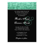 Teal Black White Damask Wedding Invitation