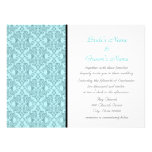 Teal Black White Damask Wedding Invitations