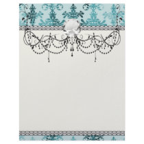 teal blue and aquas distressed damask custom letterhead