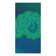 Teal, blue and green shell graphic. photo card template