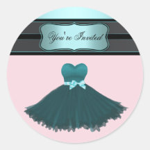 Teal Blue and Pink Birthday Party Sticker