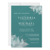 Teal Blue and White Floral Wedding Invitations