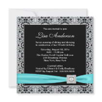 Teal Blue Black Lace Womans 50th Birthday Party