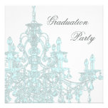 Teal Blue Chandelier Graduation Party Invitation