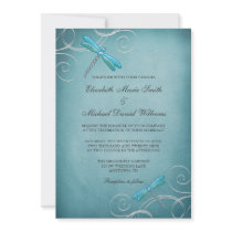 Teal Blue Dragonfly Swirls Wedding