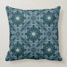 Teal Blue Flower American MoJo Pillows