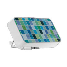 Teal Blue Geometric Pattern iPhone Speakers