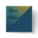 Teal Blue & Gold, hibiscus wave, template buttons