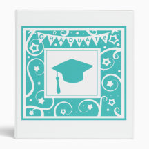 Teal blue graduate mortar board hat vinyl binder